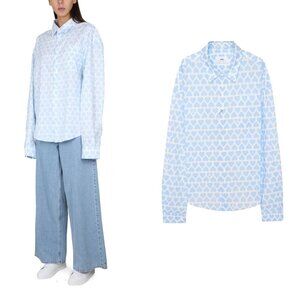 Ami Alexandre Mattiussi Boxy Fit Heart Shirt in Sky Blue XS